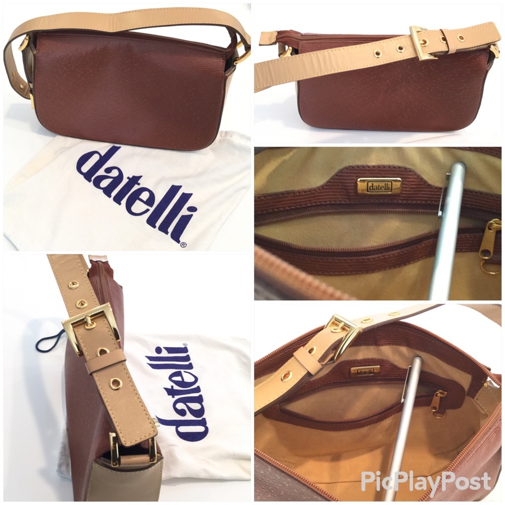 Datelli Leather Cross Body Bag, Brown